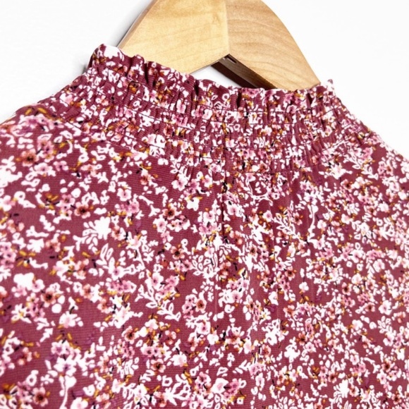 New with Tag Anne Klein Women's Mauve Pink Floral Long Sleeve Turtleneck Blouse - Picture 12 of 16